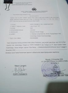 Surat Laporan Polisi nasabah Bank Sulutgo