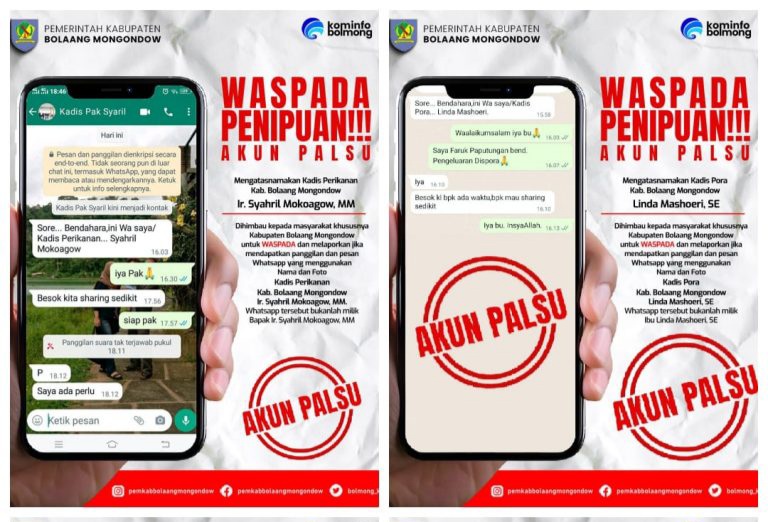 Catut Nama Pejabat Diskominfo Bolmong Imbau Masyarakat Waspada Atas